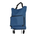 thumbnail image 4 of Foldable Cart Bag Zipper Reusable Large Capacity Portable Oxford Fabric Grocery Cart Bag with Wheels Navy Blue, 4 of 14