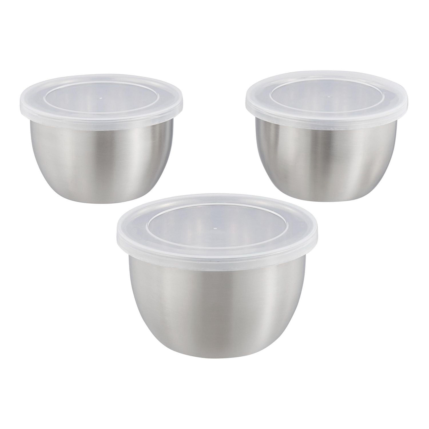 Bol de préparation à 2 tasses en acier inoxydable brossé Mainstays, 6 pièces avec couvercle, paquet de 3