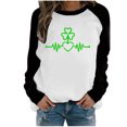 thumbnail image 1 of CEHVOM Women's Spring Patchwork St. Patrick's Day Printed Long Sleeves Round Neck Casual Tee Tops, 1 of 4