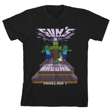 Minecraft Sun's Down Zombies Around Youth Black T-shirt