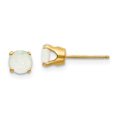 thumbnail image 1 of 14k Yellow Gold 5mm Opal Stud Earrings October Birthstone Gemstone, 1 of 7