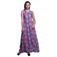 thumbnail image 1 of Bimba Robe Longue Florale pour Femme, Fête, Col en V, Fente avant, Sans Manches, Maxi - Grande, 1 of 5