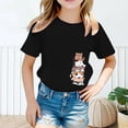thumbnail image 2 of LUOGENLI T-Shirt pour Filles, Mode Mignonne Imprimée Décontractée, Col Rond, Manches Courtes, T-Shirt d'Été, Hauts Maxi pour Filles Été 2025 Noir 8-10 Ans, 2 of 4