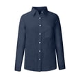thumbnail image 4 of Chemise à Manches Longues Femme Chemise Unie pour Femmes Blouse Ample à Col en V Tunique Décontractée de Travail à Manches Longues avec Poche Robe à Manches Longues Femme Hauts à Col en V pour Femmes, 4 of 9