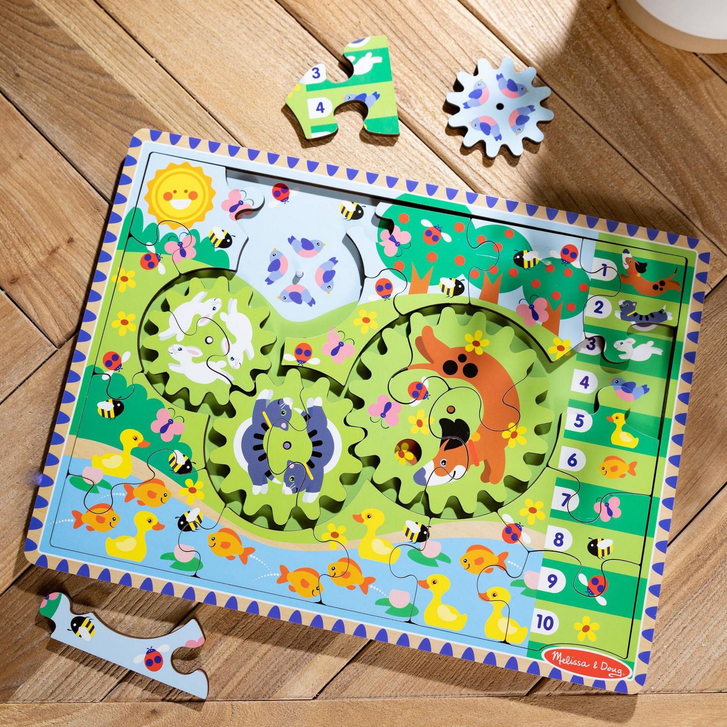 Melissa & Doug Puzzle en bois Animal Chase Spinning Gear - 24 pièces