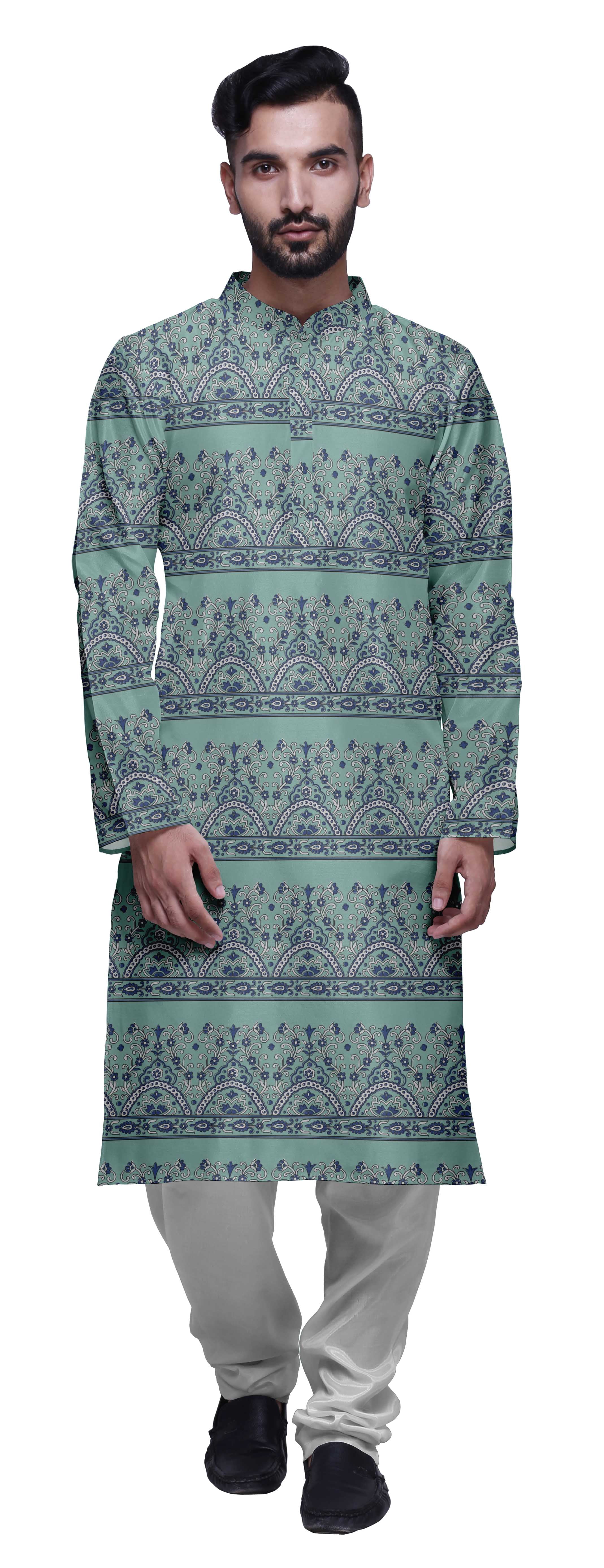 Atasi Designer Kurta Pajama For Men Printed Straight Kurta Set Summer Clothing