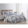 thumbnail image 2 of Chezmoi Collection Anderson 3-Piece Printed Patchwork Quilt Set - Plaid Checkered Stripe Coverlet - Pre-Washed Microfiber Lightweight Reversible Bedspread, Queen Size, 2 of 4