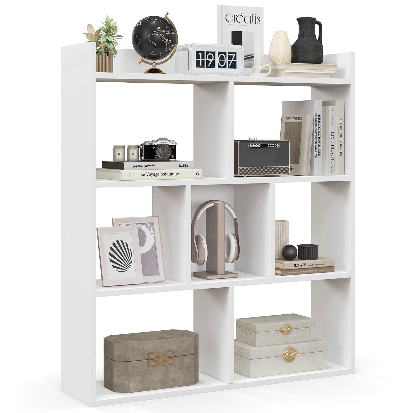 Costway 1 PCS 7-cube Bookcase Open Storage Shelf with Anti-tipping Kits for Living Room White
