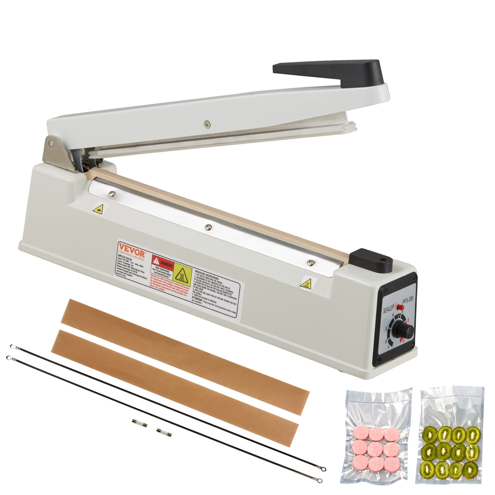 VEVOR Scelleuse à Impulsion 12 Pouces, Machine Manuelle de Thermoscellage avec Mode de Chauffage Réglable, Scelleuses de Sacs pour Film Rétractable en Aluminium pour Sacs en Plastique Mylar PE PP