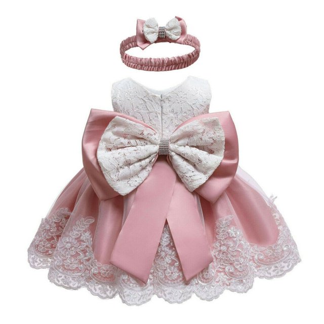 MesaSe Enfants Bébé Arc Filles Parti Dentelle Robe de Mariée Demoiselle d'Honneur Robes Princesse 0-24M