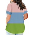 thumbnail image 3 of Timegard Plus Size Top for Women Notched V Neck Drop Shoulder Color Block Short Sleeve Casual Blouse, 3 of 5