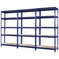 thumbnail image 1 of Gymax 3 Pcs Étagère de Rangement de Garage en Métal à 5 Niveaux de 73 Pieds' Autoportante avec Unité Réglable Bleu, 1 of 10