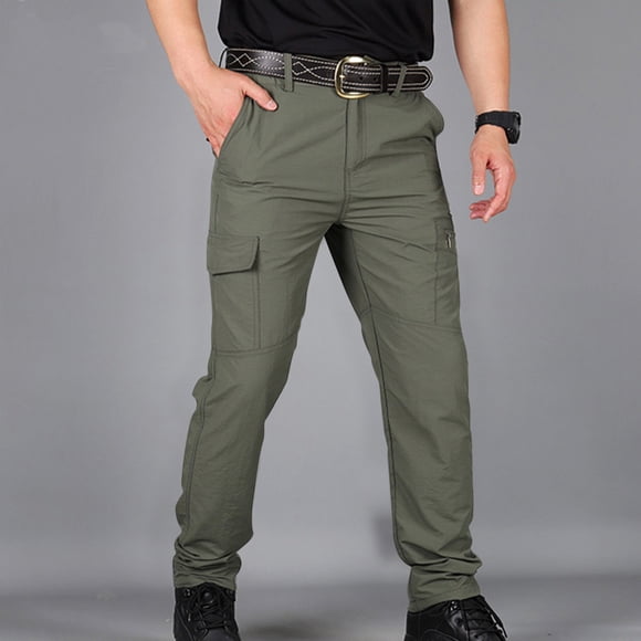 TIMIFIS Green Tactical Pants for Men, Waterproof Stretch Cargo Work Pants with Multi-Pockets Lightweight Outdoor Hiking Wear