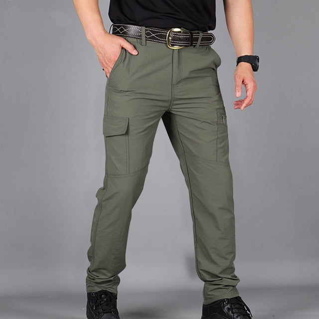 DPTALR Men Elastic Waist Casual Multi-pocket Sports Trousers Pants