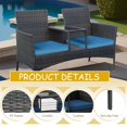 thumbnail image 3 of TOYTEXX Patio Loveseat Set, 2-Seat Outdoor Rattan Bench with Storage Compartment, Cushions Included, Weather-Resistant PE Rattan & Steel Frame, Blue, 3 of 6