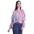 thumbnail image 3 of Moomaya Printed Casual Long Sleeve Tops Women Cold Shoulder Ruffle Sleeves Top, 3 of 4