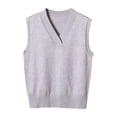 thumbnail image 1 of MeetoTime Chandail Sans Manches pour Femme, Col en V, Basique, Uniforme, Tricot, Camisole Tricotée, 1 of 7