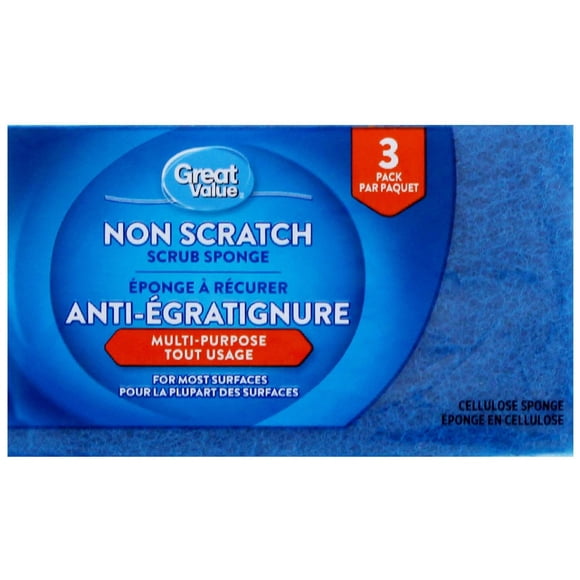 Great Value Éponge à Récurer Anti-Égratignure, Lot de 3