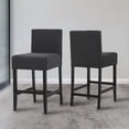 thumbnail image 1 of Counter Height Bar Stools Set of 2, Bar Stools with Footrest, Linen Fabric Upholstered Barstools with Back and Solid Wood Legs for Kitchen Island, Dining Room,Pub,Dark Gray, 1 of 5