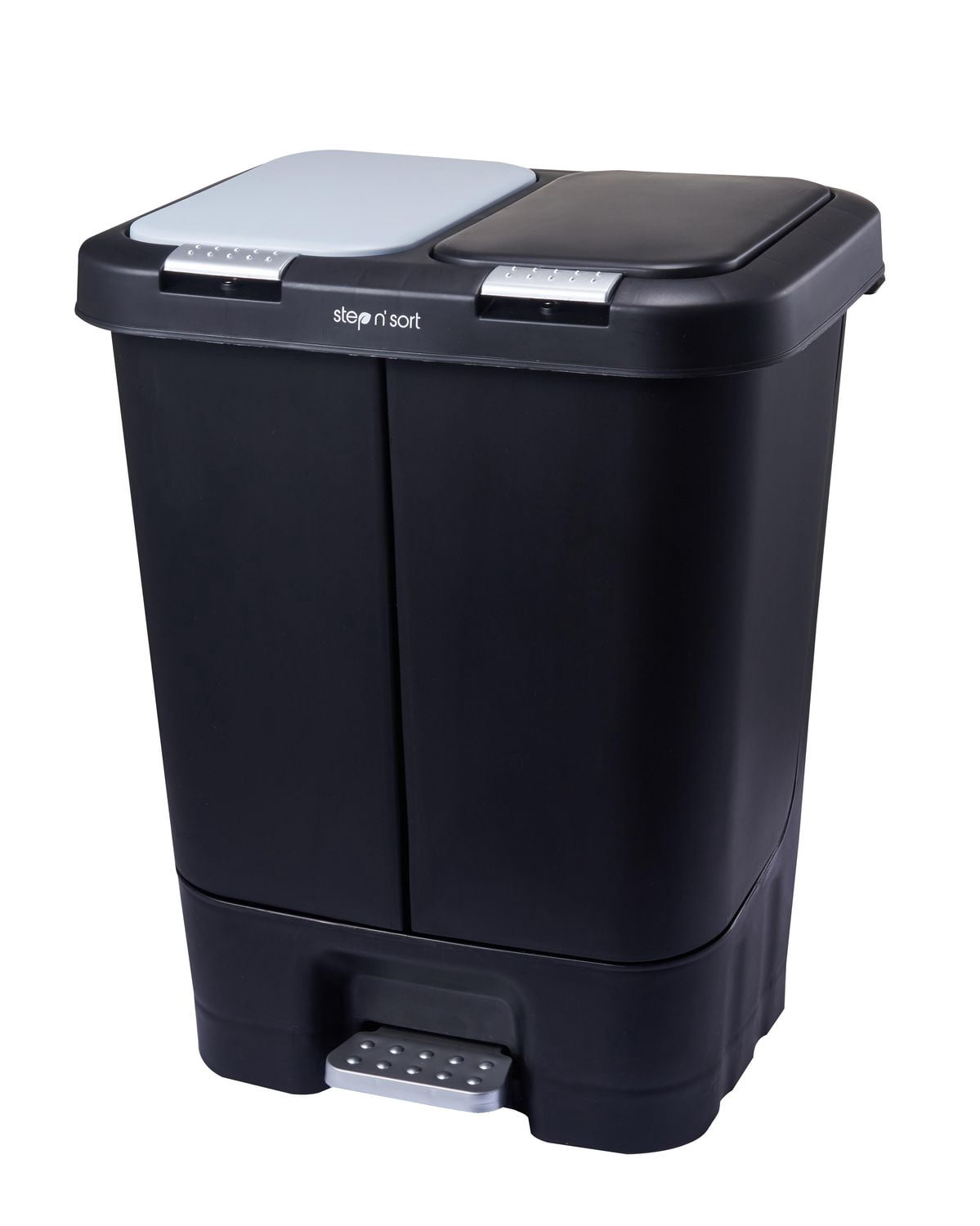 Step N’ Sort 40L Dual Trash & Recycling Bin – 2 x 20L Kitchen Garbage Can, Hands-Free Step Pedal, Dual Lid Opening, Soft-Close Lid, Removable Inner Bins, Black