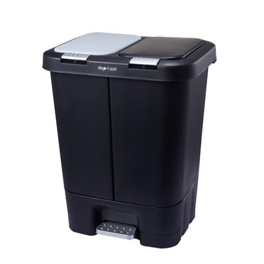 Step N’ Sort 40L Dual Trash & Recycling Bin – 2 x 20L Kitchen Garbage Can, Hands-Free Step Pedal, Dual Lid Opening, Soft-Close Lid, Removable Inner Bins, Black