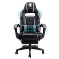 thumbnail image 1 of Chaise de Jeu de Massage Dossier Haut en Cuir PU PC Course Ordinateur Bureau Pivotante Inclinable avec Repose-Pieds Rétractable et Soutien Lombaire Ajustable, Noir, 1 of 1