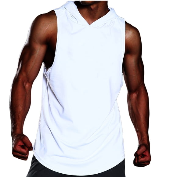 Lightw8 Hoodie for Men Sleeveless Muscle Gym T Shirt with Pocket Basketball Training Top 1 Pc