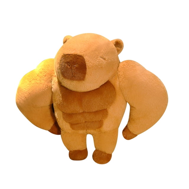 HILABEE Jouet en Peluche Capybara Musculaire, un animal en Peluche de 45 cm (17,72 Po) au design Humoristique avec des Bras Musclés et des muscles Abdominaux Définis. Fabriqué en Matériau en Peluche Doux et de Haute Qualité, Il Est Doux pour la Peau et Parfait pour Se Blottir, Dormir Ou comme Pièce Décorative pour Salons, Chambres Ou Bureaux. Idéal comme Cadeau pour les Anniversaires, les Pendaisons de Crémaillère, Ou pour les Enfants et Adultes à la Recherche d'Un Compagnon Mignon et Drôle.