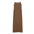 thumbnail image 4 of Penkiiy Robes Maxi pour Femmes 2024 Robe Longue à Bretelles Spaghetti Unie à Col Montant Sans Manches Robes d'Été Fendue à Bretelles Robe Fluide 2TG Brun, 4 of 5