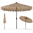 thumbnail image 1 of Gymax 9.3 FT Solar Patio Umbrella w/ 32 LED Lights & Vented Top & Ruffles Coffee, 1 of 10
