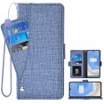 thumbnail image 1 of OnePlus 7T Case, iCoverCase Genuine Leather Wallet Case Slim Fit Folio Book Design with Stand and Card Slots Flip Case Cover for OnePlus 7T (Blue), 1 of 5