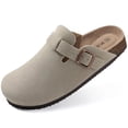 thumbnail image 3 of Fashion Women Suede Clogs Slippers Adjustable Buckle Slip on Footbed Home Clog Slippers Outdoor Beach Sandals With Arch support tzw, 3 of 7