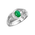 thumbnail image 3 of RYLOS Men's Rings Sterling Silver Rings Classic Designer Style 8X6MM Oval Gemstone &  Sparkling Diamond Ring Emerald May Birthstone Rings For Men  Size 8, 3 of 7