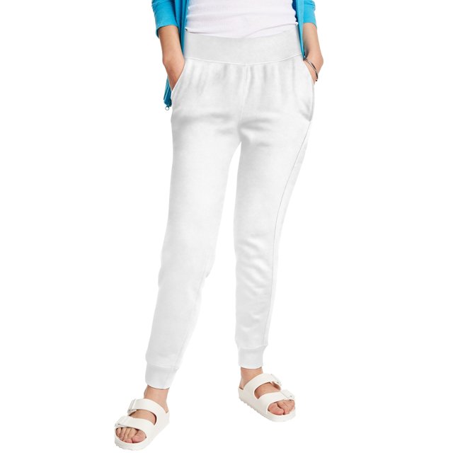 Hanes Womens EcoSmart Fleece Joggers, S, White