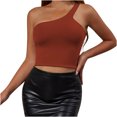 thumbnail image 1 of AherBiu Hauts de Sortie pour Femmes, Camisole Sans Manches à Épaules Dénudées, Ajustée, Moulante, Extensible, Hauts Courts, 1 of 7