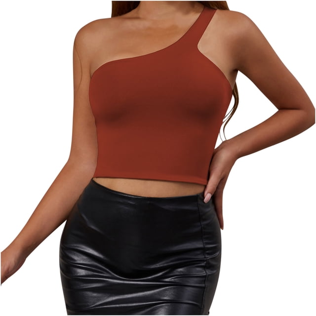 AherBiu Hauts de Sortie pour Femmes, Camisole Sans Manches à Épaules Dénudées, Ajustée, Moulante, Extensible, Hauts Courts