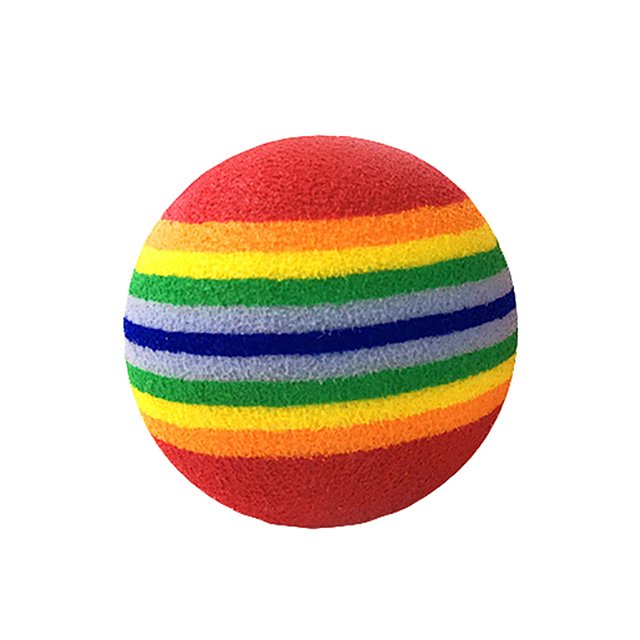 Trayknick Funny Pet Dog Puppy Cat Rainbow Striped Chewing Interactive Ball Teething Toy