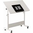 thumbnail image 1 of Royalbelle Adjustable Height Standing Desk,Foldable Mobile Stand Up with Wheels Small Rolling Computer Desk Laptop Portable Computer Workstations for Home Office,white, 1 of 7