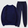 thumbnail image 4 of Weiqiqre Men's Sweatsuits Sweatsuits for Men Clearance Solid Color Loose Fit Basic Pullover Round Neck Sweatshirt Sport Jogging Suits, 4 of 7