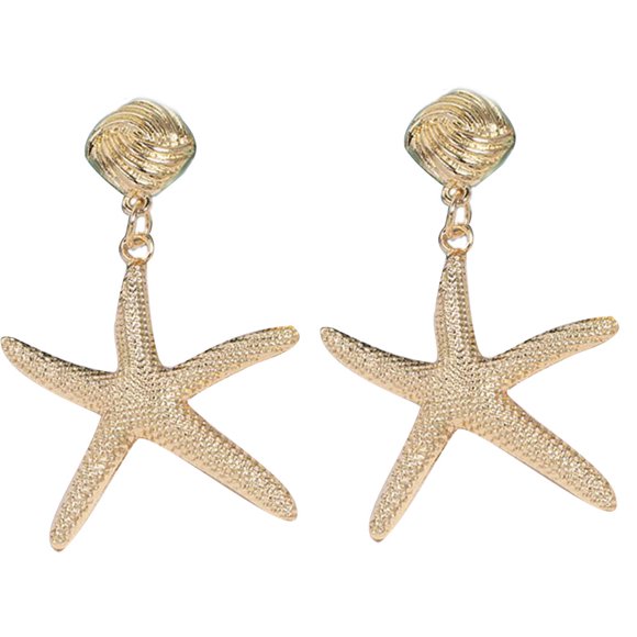 MAYUJIAA 51963 Boucles d'Oreilles en Alliage de Haute Qualité Simple Personnalité Étoile de Mer Or SS311-0413