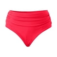 thumbnail image 5 of LUOGENLI Bikini Bottoms Tummy Control V Cut Women Plus Size High Waist Bikini Bottoms Swim Briefs Beach Ruched High Cut Swim Shorts Full Coverage Swimbottom (Watermelon Red Size XXL), 5 of 5