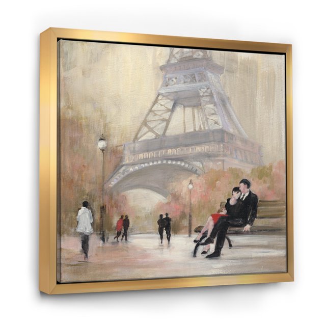Love in Paris VI - Toile Encadrée Romantique Style Campagne Française