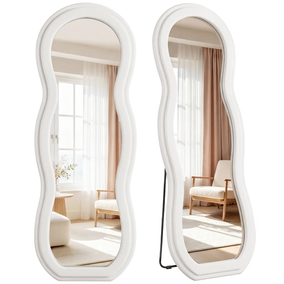 Miroir Pleine Longueur 64 Pouces x 24 Pouces, Miroir sur Pied à Suspendre Ou à Monter au Mur