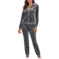 thumbnail image 2 of Velour Tracksuit Womens 2 Pieces Joggers Outfits Jogging Sweatsuits Set Soft Sports Sweat Suits Pants with Pockets, 2 of 7