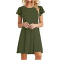 thumbnail image 1 of Birdeem Robes Mini pour Femmes Été Décontractées à Volants Manches Courtes Mignonnes Col Rond Robe Fluide avec Poches, 1 of 6