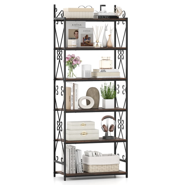 Gymax 6-Tier Bookshelf 71.5'' Industrial Tall Bookcase w/ Open Shelves for Study