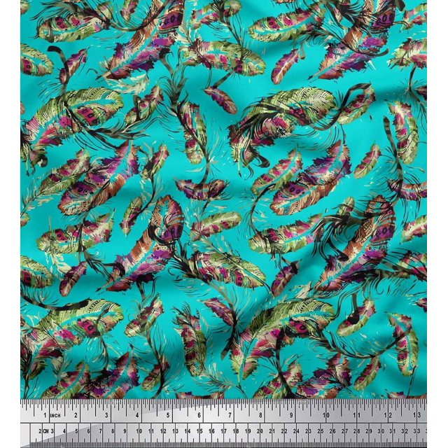 Soimoi Polyester Crepe Fabric Leaves & Texture Print Fabric by The Yard 52 Inch Wide