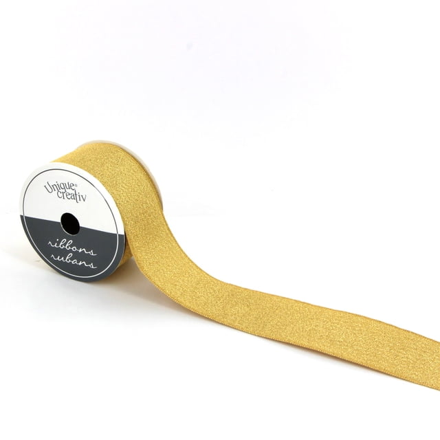 UNIQUE CREATIV Ribbon, Metallic Gold, Wired 38 mm × 2.7 m (1.5 in × 9 ft)