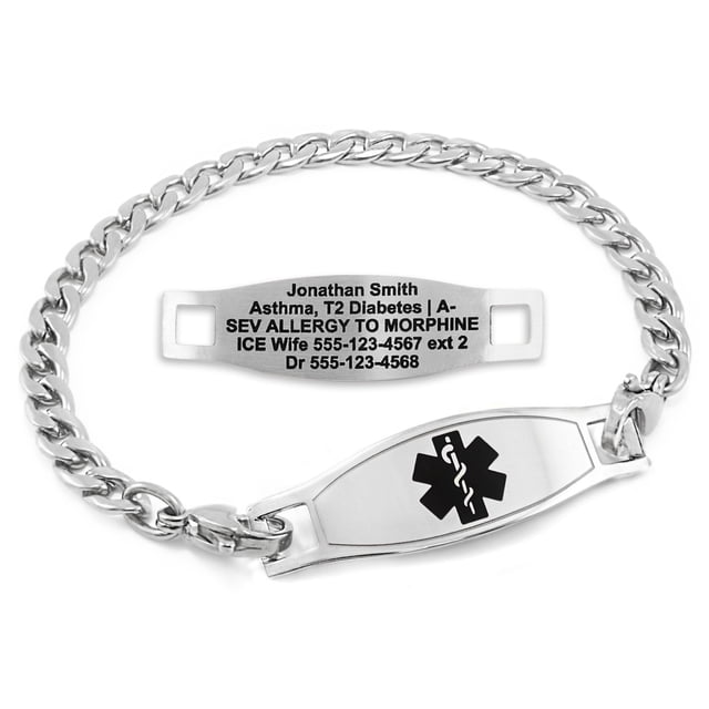 MedicEngraved Stainless Steel Custom Medical Alert Bracelet - 5mm Curb Link