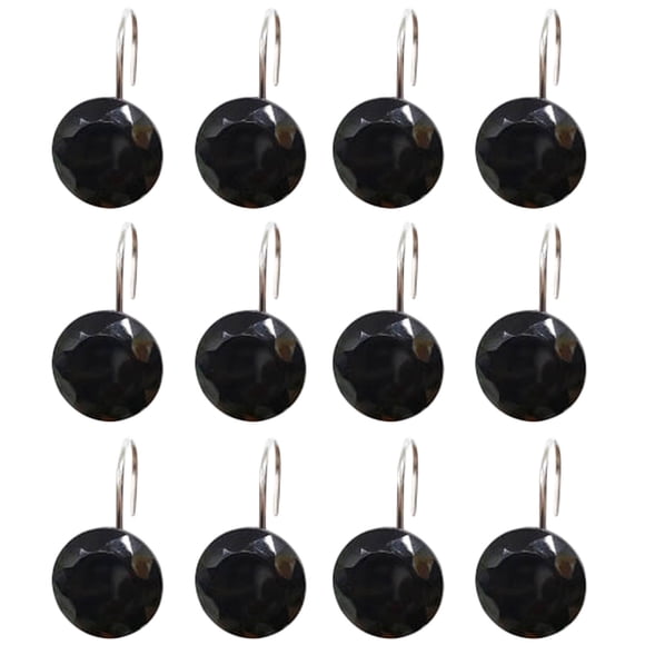 Hooks 2 - Rhinestone Decorative Shower Curtain Hooks Rings Stainless Hangers Acrylic Set for Bathroom Display